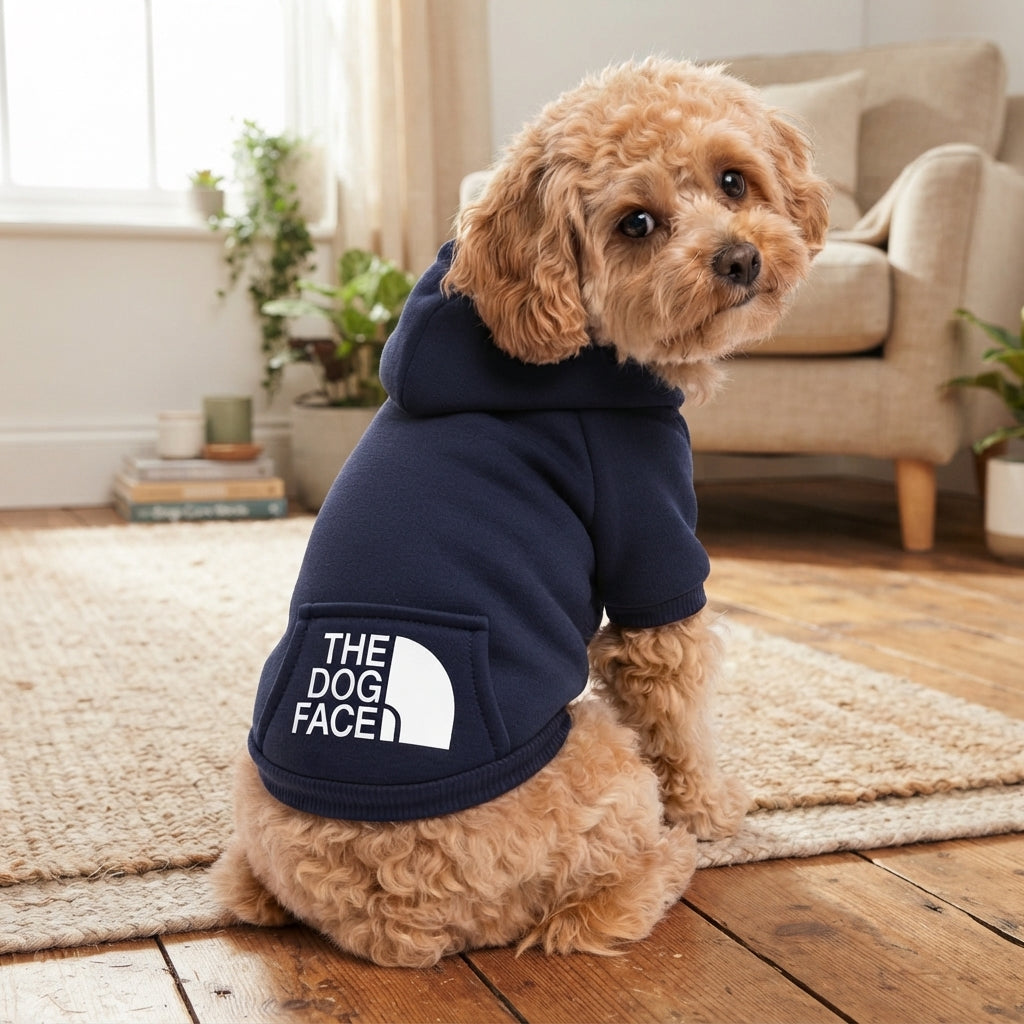 Dog Hoodie Sweater With Hood and Pocket - Soft Pet Clothes for Small Dogs