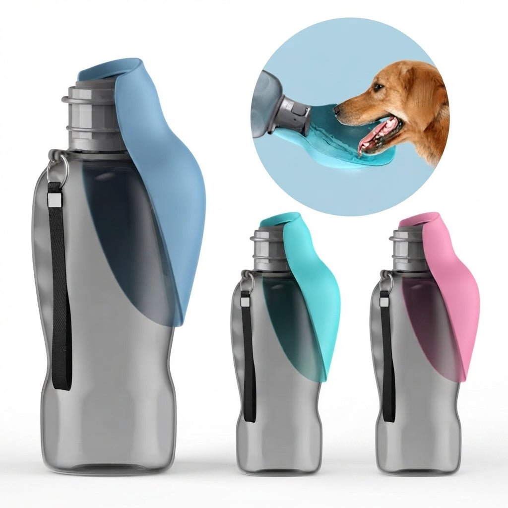 Portable Dog Water Bottle 800ml - Travel Feeder Bowl for Dogs & Cats