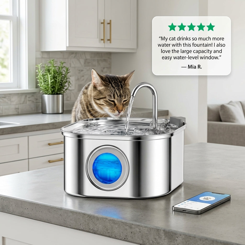 Automatic Stainless Steel Pet Water Fountain 3.2L 108oz for Dogs & Cats