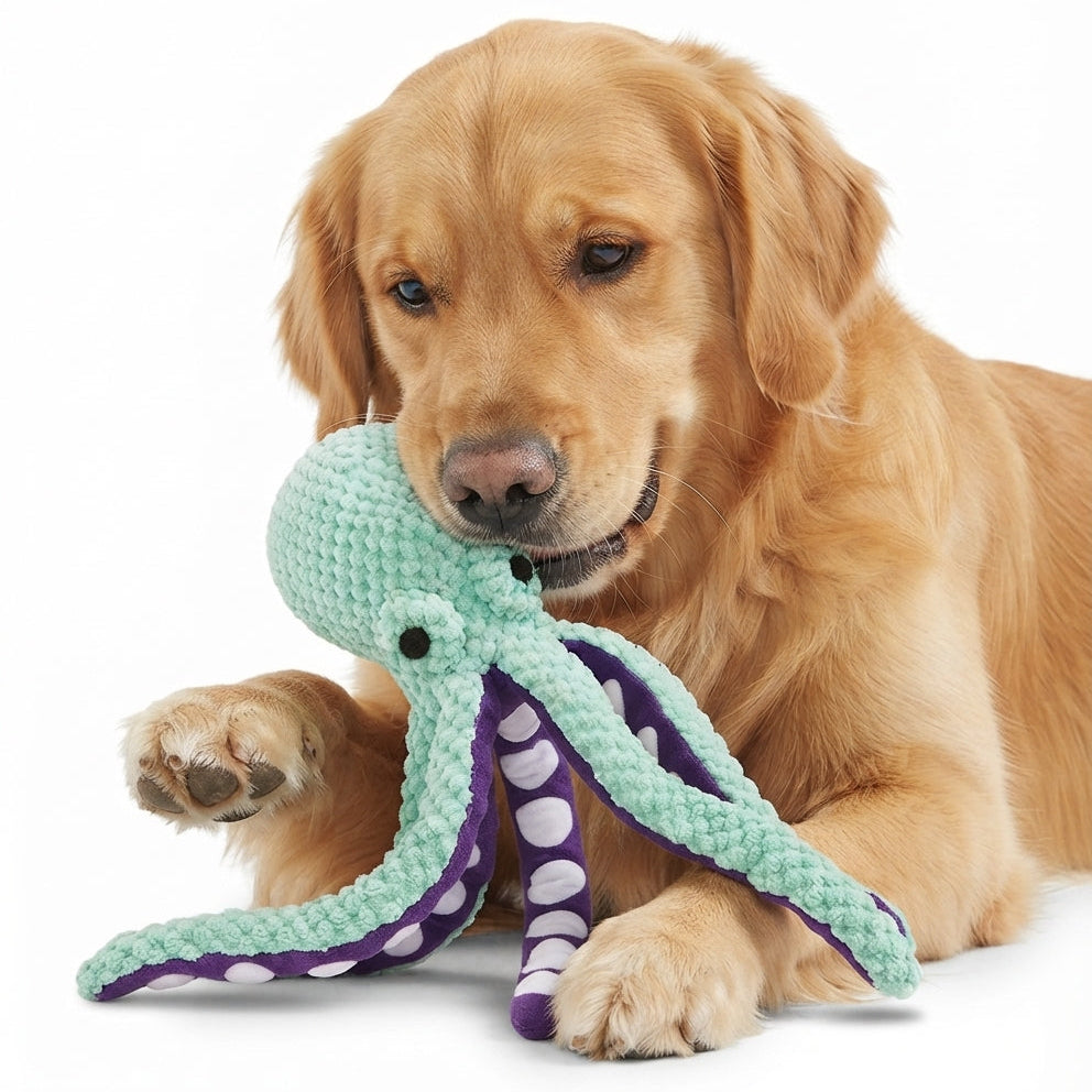 Interactive Plush Octopus Dog Toy - Squeaky Durable Chew Toy for Dogs