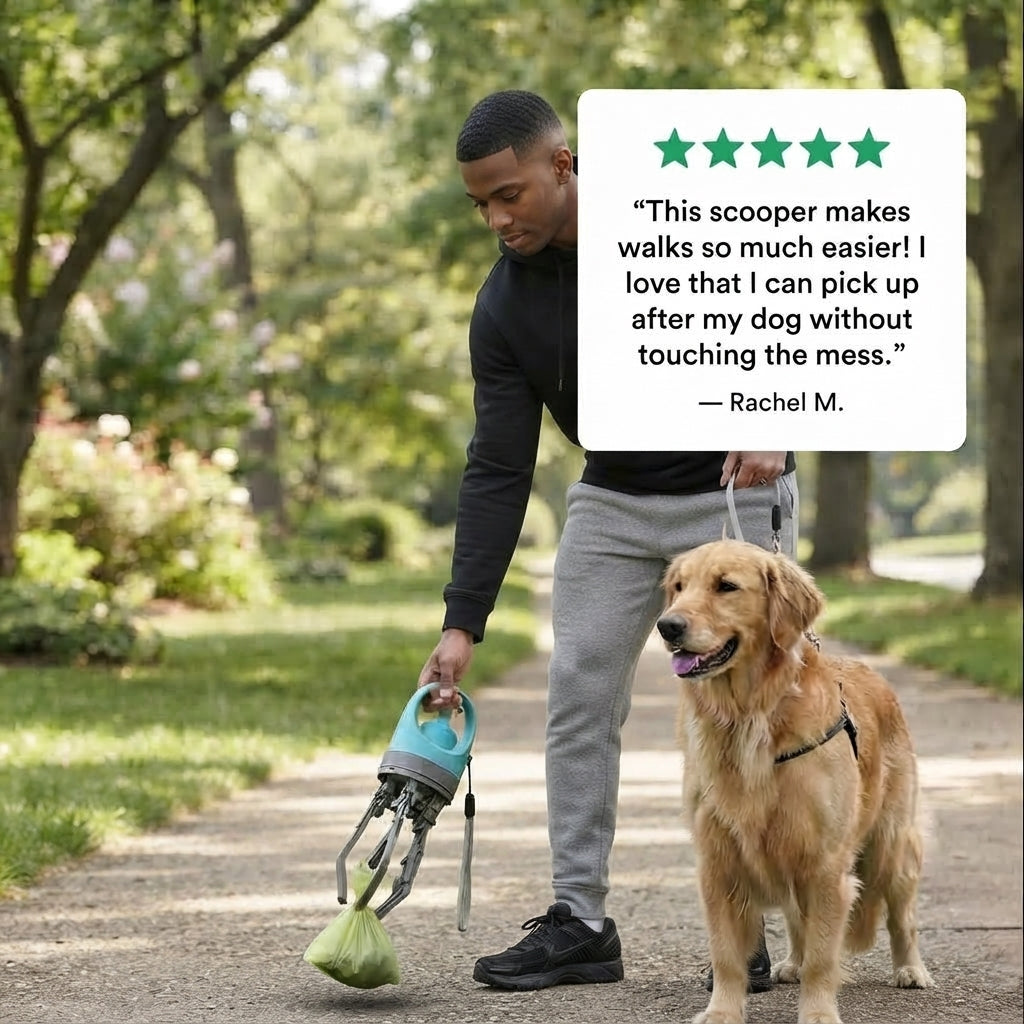 Portable Dog Pooper Scooper – One-Handed Pet Waste Picker & Bag Holder