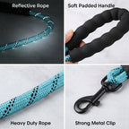 Reflective Dog Leash - Padded Handle - Heavy Duty Rope For Strong Dogs