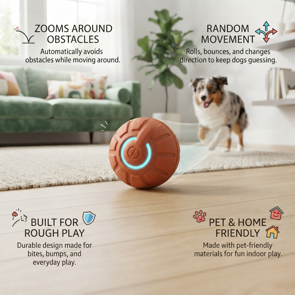 Interactive Dog Toy Ball-Automatic Moving Ball for Dogs & Cats
