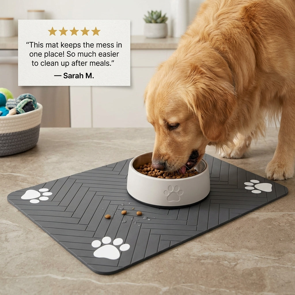 Dog Feeding Mat, Spill-Free Pet Food & Water Bowl Mat for Dogs & Cats