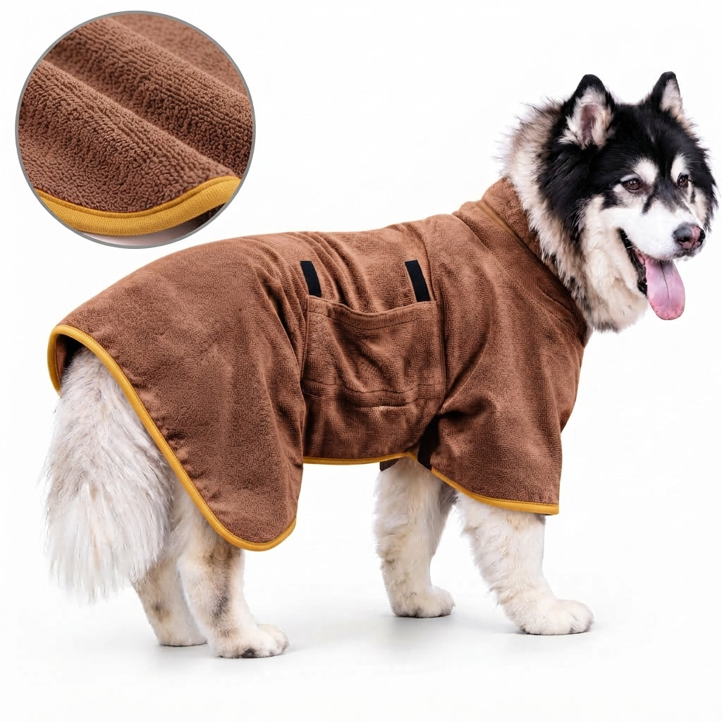 Quick Dry Dog Bathrobe Towel – Absorbent Microfiber Pet Drying Robe