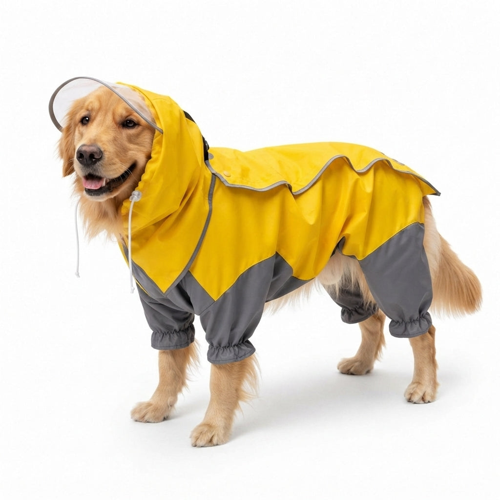 Full Coverage Dog Raincoat with Hood - Waterproof Rain Suit