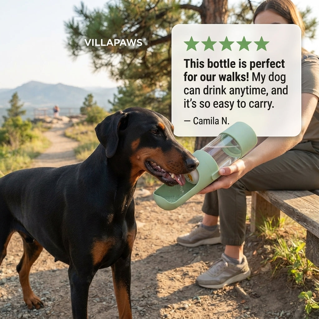 Portable Dog & Cat Water Bottle with Food/Water Storage - Feeder Bowl