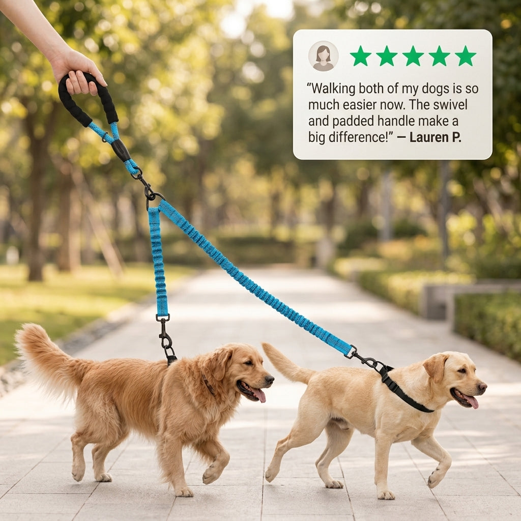 Dual Dog Lead Rope – Rotatable Double Dog Leash with Comfort Handle