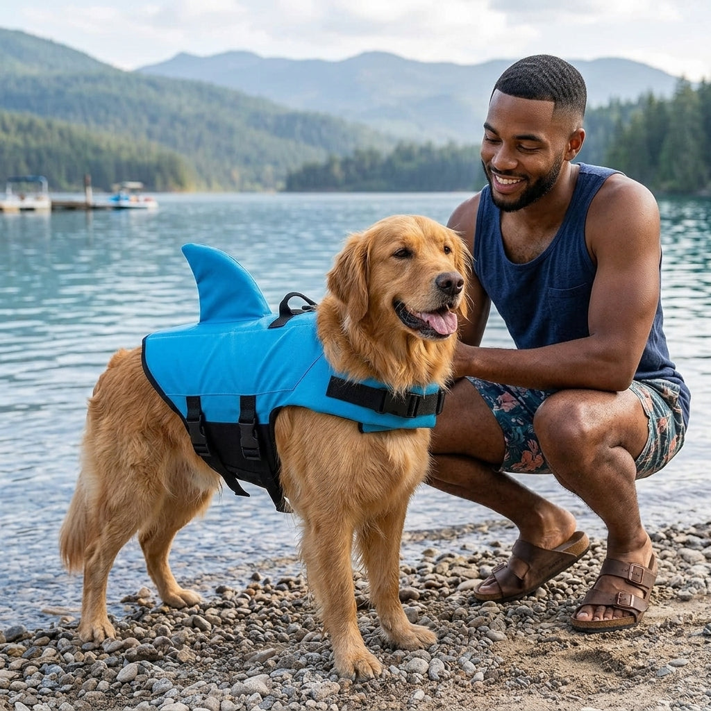 Shark Dog Life Jacket - Dog Swimming Vest for Small Medium Dogs Safety