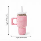Cute Mug-Shaped Dog Chew Toy for Puppies, Squeaky Plush Toy, Pink & Blue