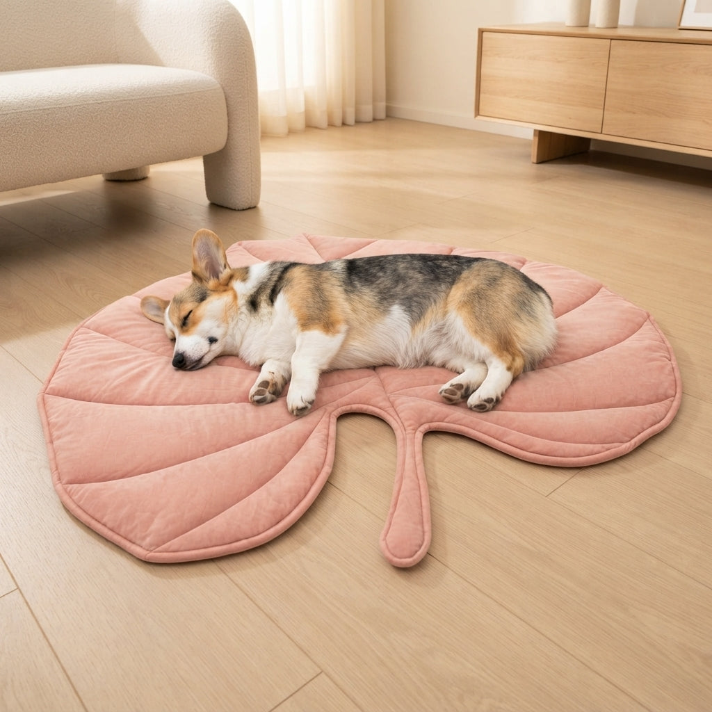Leaf Pet Mat for Dogs & Cats - Quilted Washable Floor Bed Sofa Mat