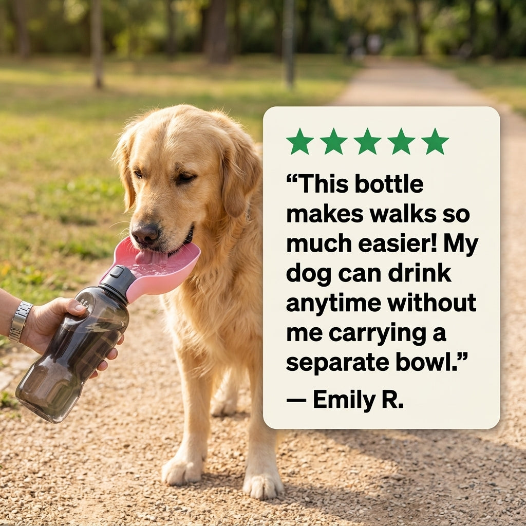 Portable Dog Water Bottle 800ml - Travel Feeder Bowl for Dogs & Cats