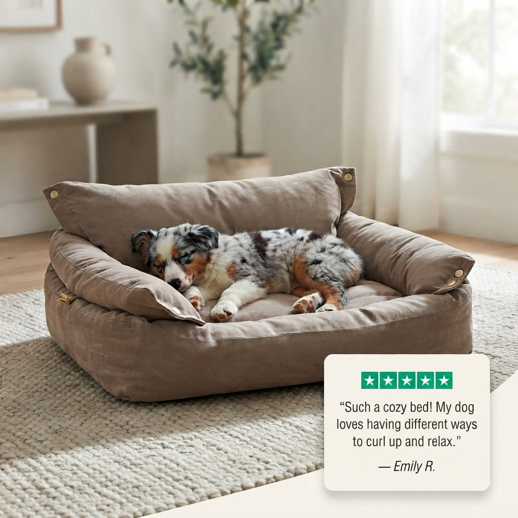 3-in-1 Convertible Plush Pet Bed – Foldable Sofa for Dogs & Cats