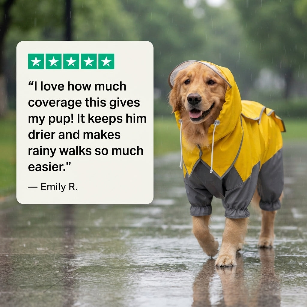 Full Coverage Dog Raincoat with Hood - Waterproof Rain Suit