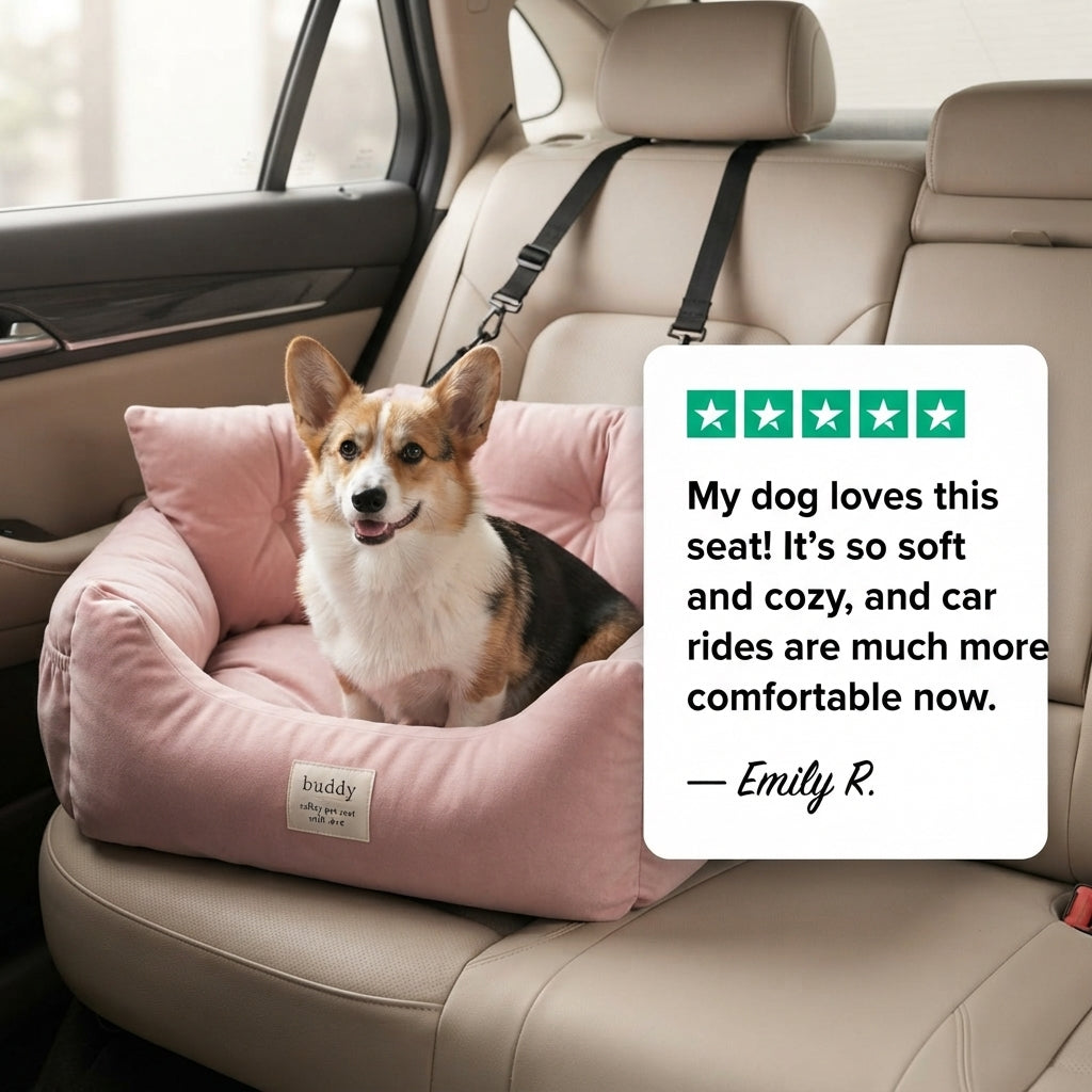 Dog Car Seat Bed, Portable Pet Booster Seat for Small Dogs & Cats Ride