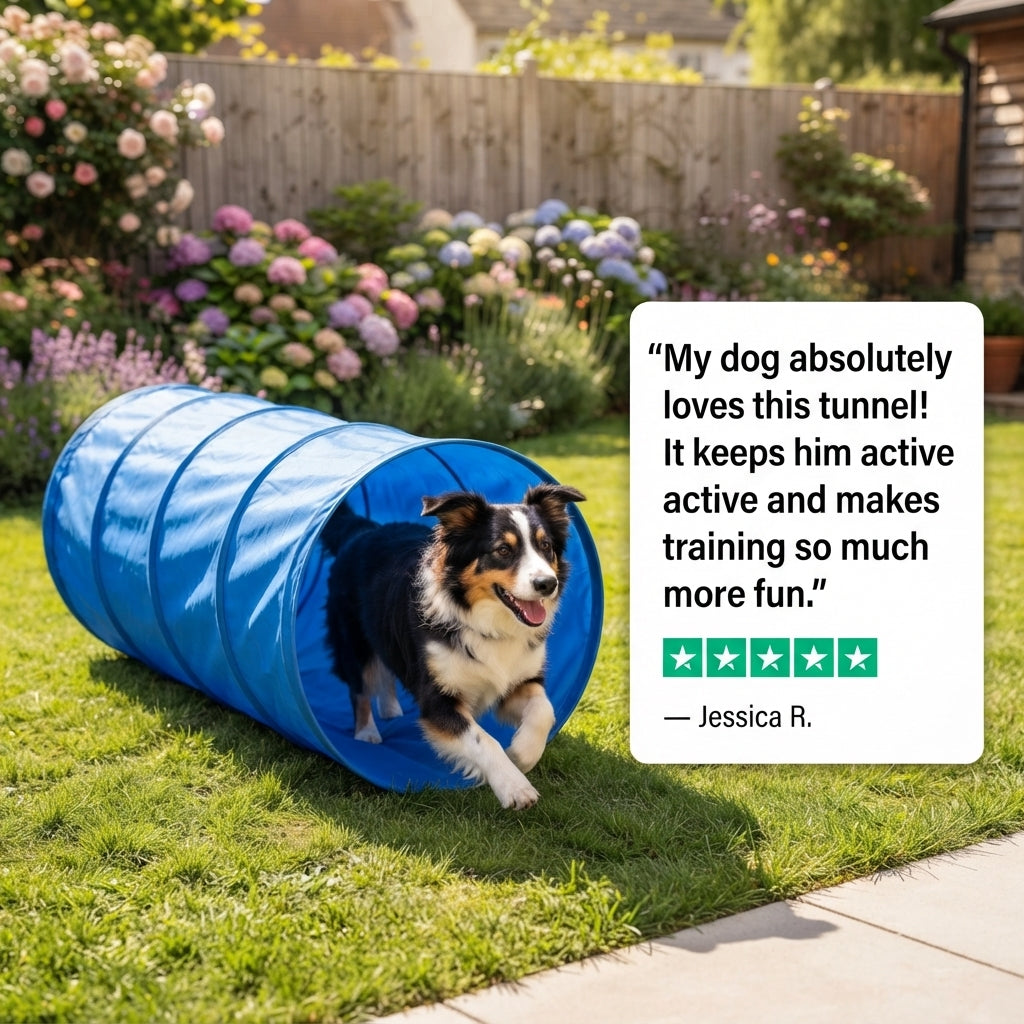 Foldable Dog Agility Tunnel - Indoor & Outdoor Training Play Tunnel