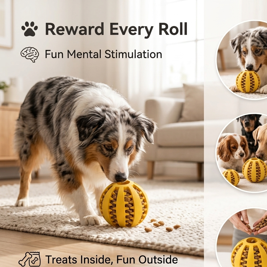 Treat Dispensing Dog Toy Ball – Interactive Puzzle Feeder for Dogs