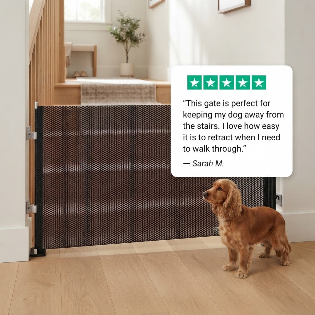 Retractable Pet Safety Gate - Indoor Dog & Cat Stair Barrier