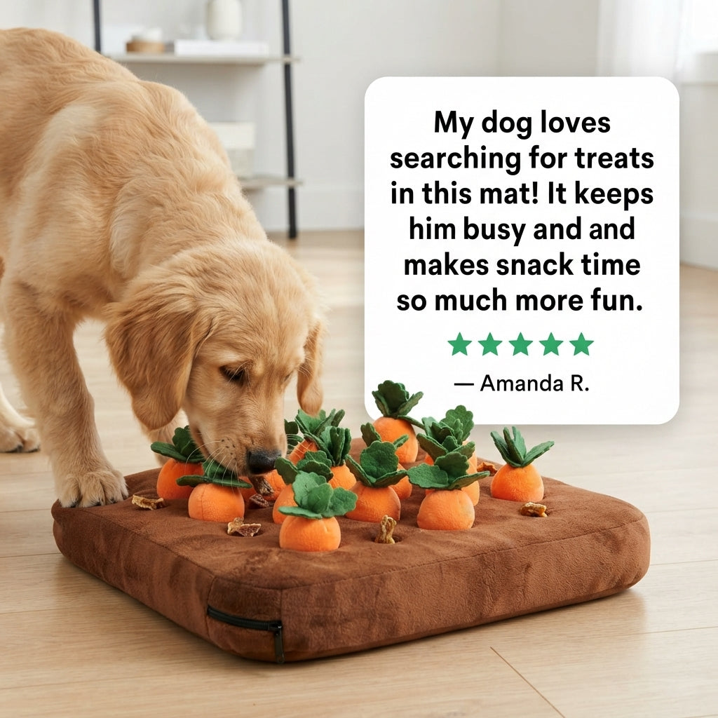 Carrot Snuffle Mat for Dogs & Cats - Interactive Mental Enrichment Toy