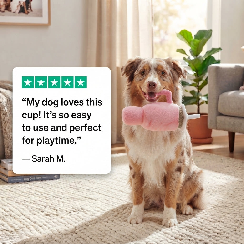 Cute Mug-Shaped Dog Chew Toy for Puppies, Squeaky Plush Toy, Pink & Blue