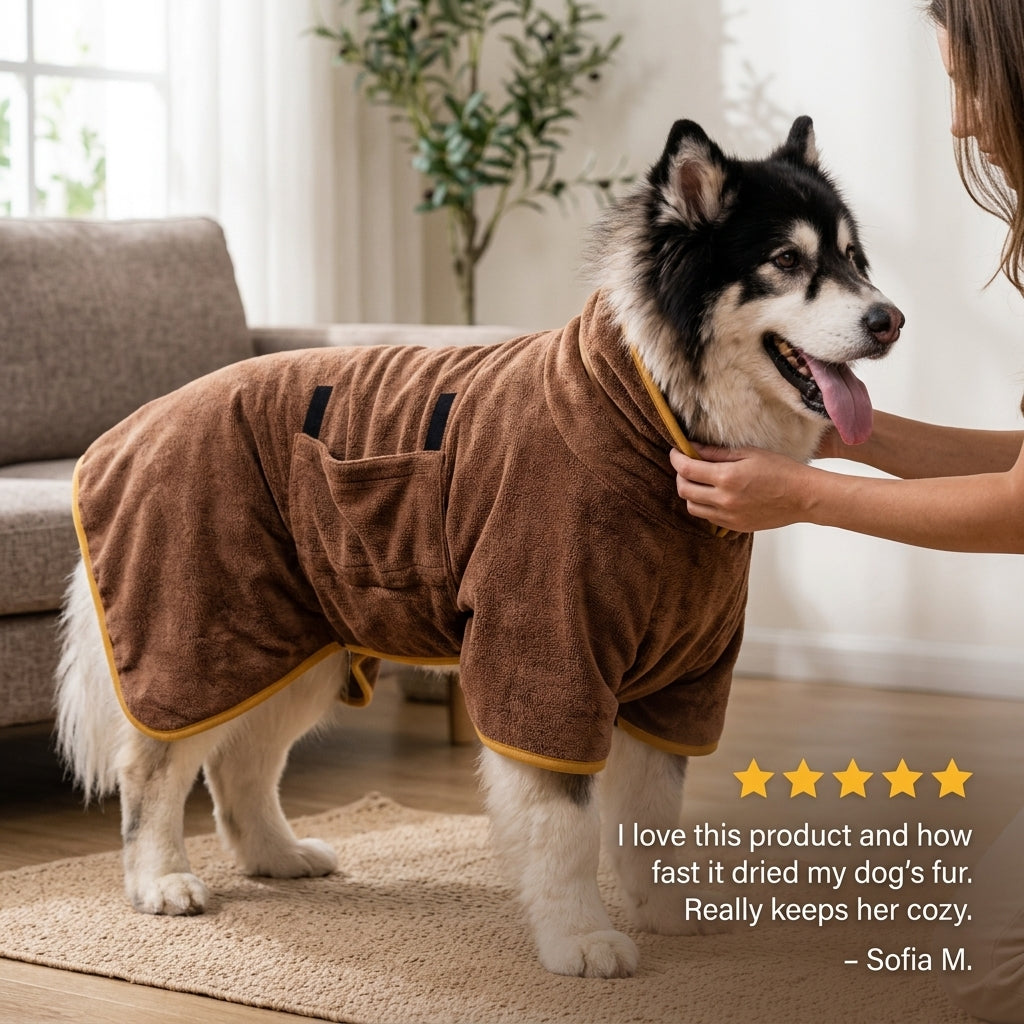 Quick Dry Dog Bathrobe Towel – Absorbent Microfiber Pet Drying Robe