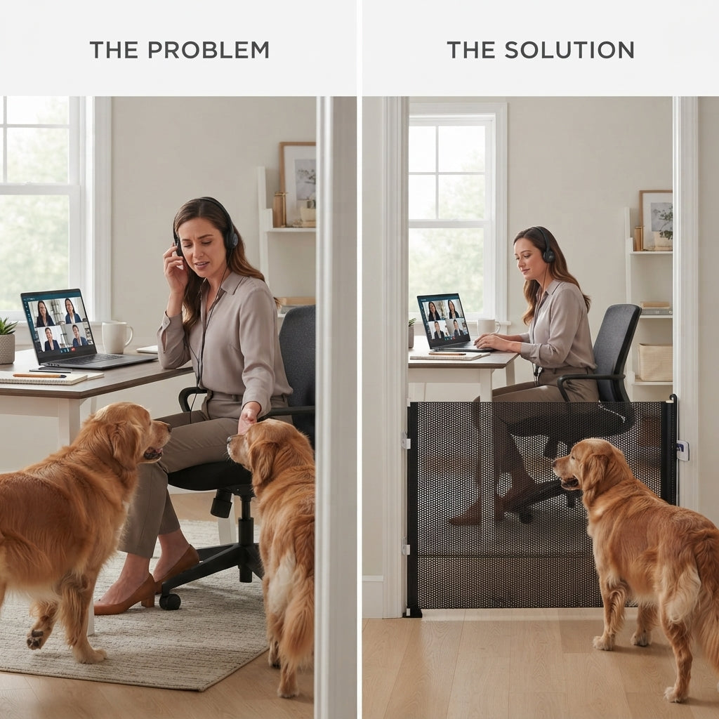 Retractable Pet Safety Gate - Indoor Dog & Cat Stair Barrier