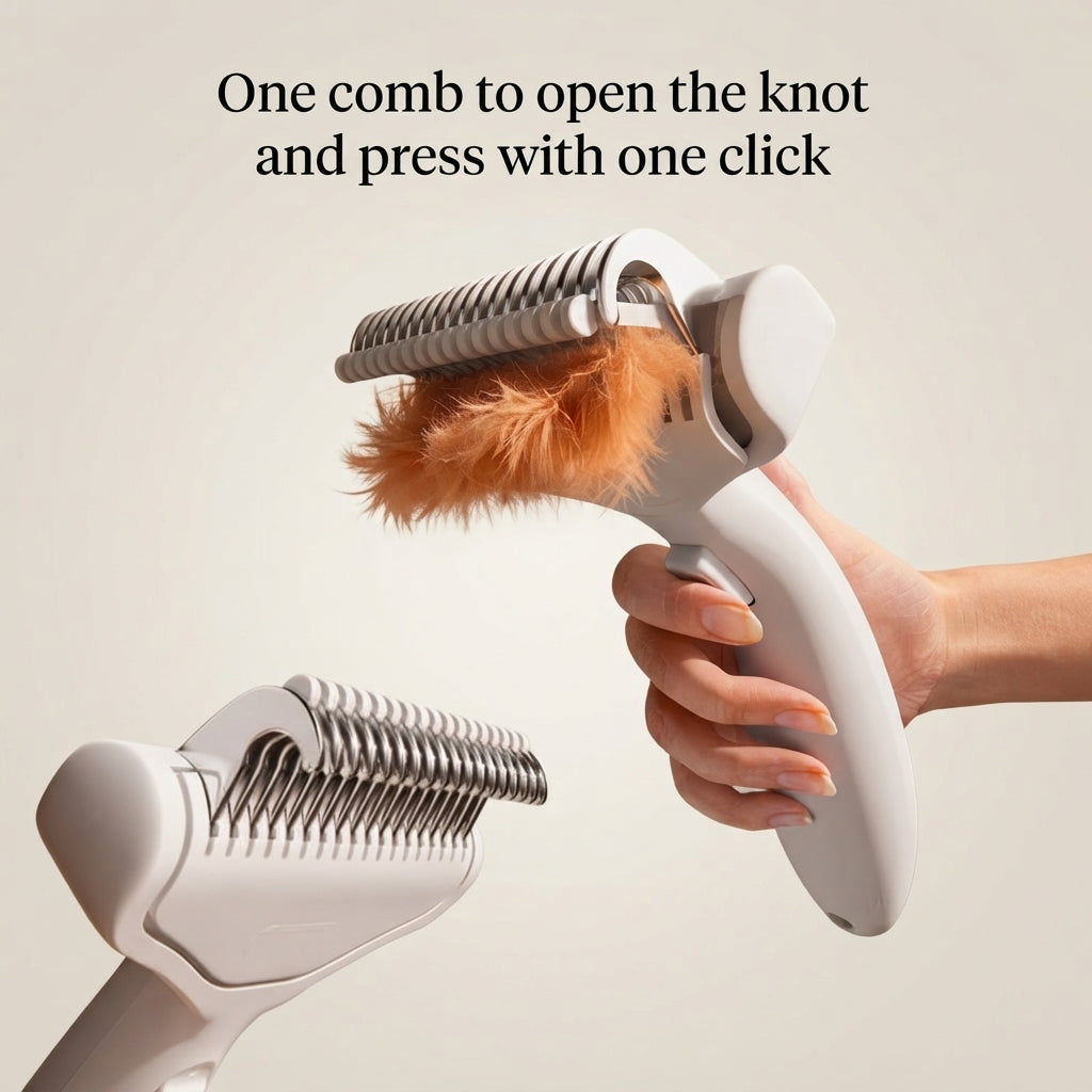 Stainless Steel Dog Hair Removal Brush - Pet Grooming & Dematting Comb